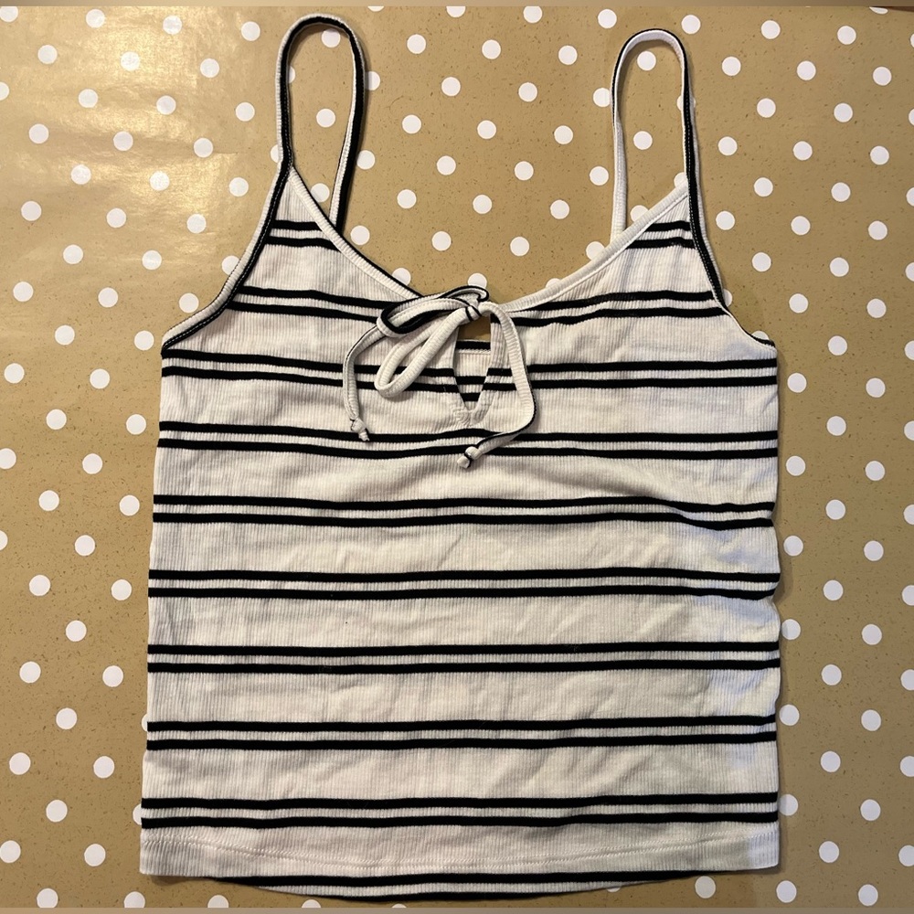 black and white striped cropped tank